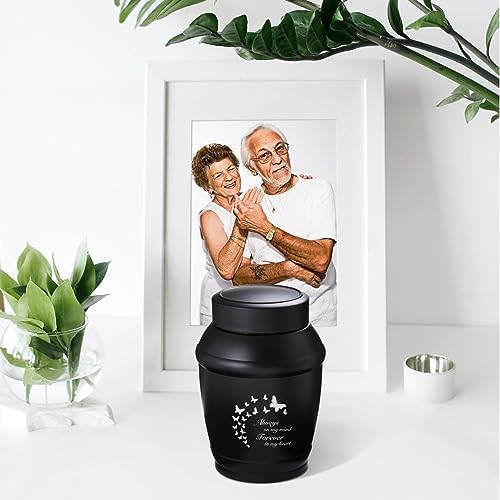 57 Inch Medium Cremation Urn Black Butterfly