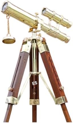 15 Inch Brass Telescope with Wooden Tripod Vintage Nautical Decor for Home Office and Study