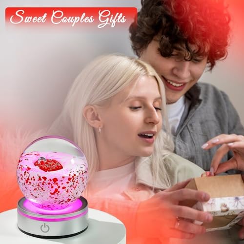 Enjinkail Red Heart Crystal Ball with LED Base
