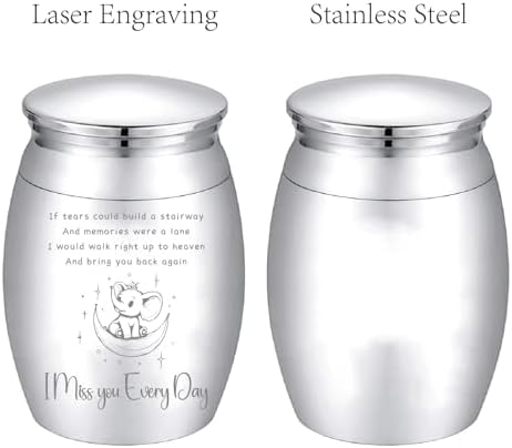 Mini Elephant Urn with I Miss You Every Day Message