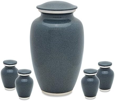 Grey Wolf Granite Adult Urn with 4 Token Urns
