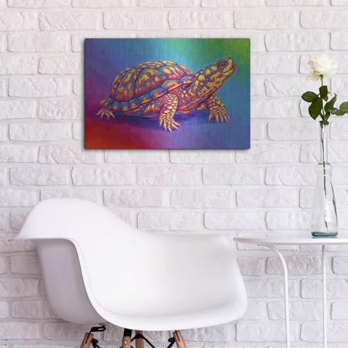 Rainbow Eastern Box Turtle Metal Wall Art 24x16