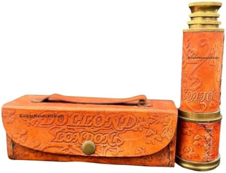 Personalized Nautical Brass Telescope with Leather Box - Pirate Spyglass for Adventure Lovers