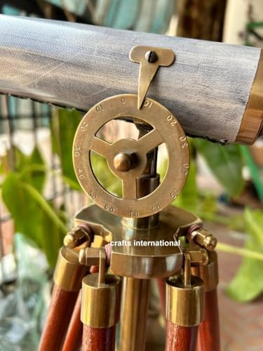 V19 Antique Brass Telescope with Wooden Stand