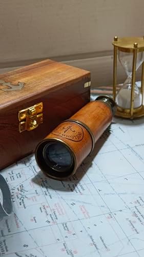 Antique Pirate Telescope with Brass and Leather Finish