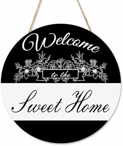 Rustic Round Welcome Door Wreath Sign 12in Wooden Decor