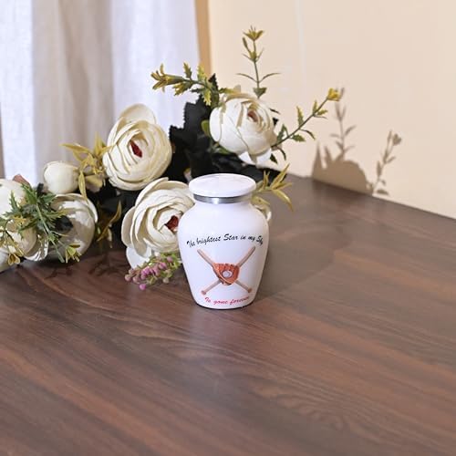 Elegant Brass Cremation Urn with Baseball Pattern