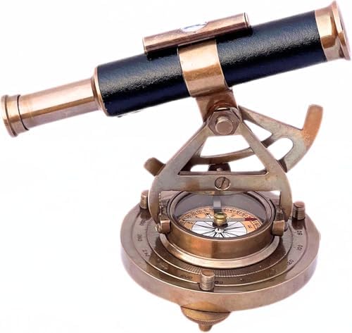 Vintage Nautical Alidade Telescope with Brass Compass