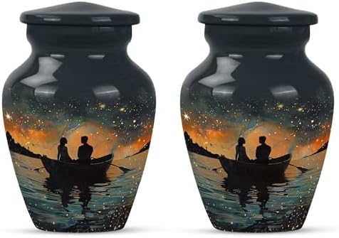 Elegant Cremation Urns Set of 2 3 Inch Gray Decorative Urns