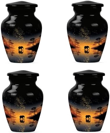 Set of 4 Decorative Elephant Ash Urns for Cremation