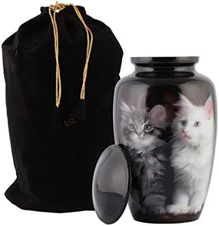Elegant Black Cat Cremation Urn for Adults