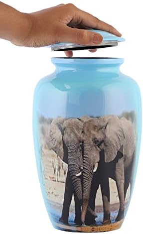 Handcrafted Elephant Cremation Urn - Large Adult Urn with Velvet Bag
