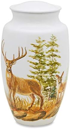 Two Deer Decorative Urn White
