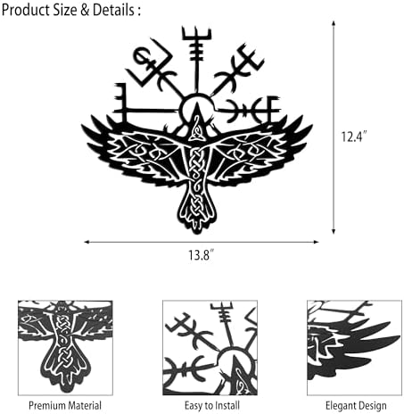 Rajukit Nordic Crow Wall Art with Celtic Symbols and Sacred Geometry