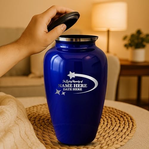 Custom Cremation Urn with Purple Finish and Stars Design