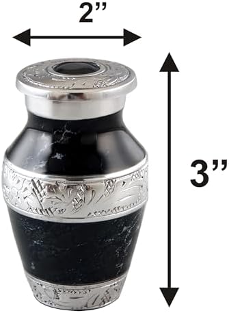 Black Small Urns for Human Ashes Keepsake Set
