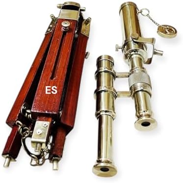 15 Inch Brass Telescope with Wooden Tripod Vintage Nautical Decor for Home Office and Study