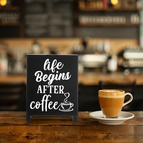 Coffee Bar Sign Life Begins After Coffee Black