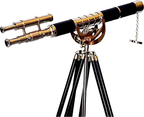Nautical Floor Standing Brass Telescope with Chrome Finish