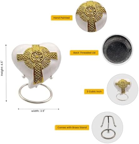 Jesus Cross Heart Keepsake Urn - Mini Cremation Urn for Ashes
