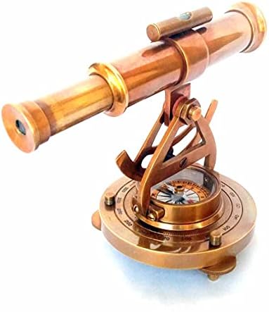 Vintage Brass Theodolite with Base Nautical Compass