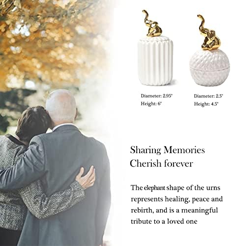 QQXX Ceramic Decorative Urn for Ashes White Elephant Design
