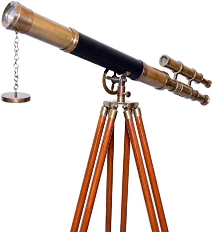 Nautical Black Leather Designer Telescope