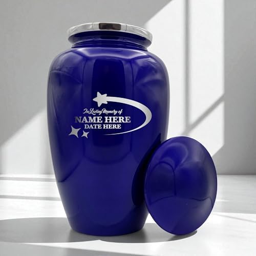 Custom Cremation Urn with Purple Finish and Stars Design