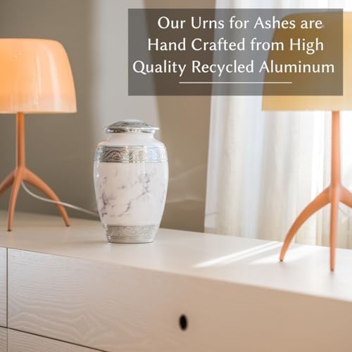 Classic White Marble Cremation Urn for Adult Ashes