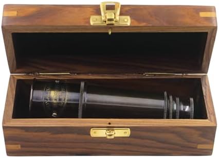 Vintage Brass Nautical Telescope with Wooden Box