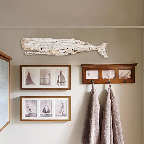 Wooden Whale Wall Decoration - Rustic Nautical Decor