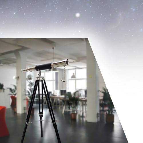 Nautical Vintage Handmade Telescope with Black Leather and Chrome Finish