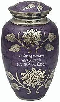 NWA Purple Large Urn for Cremation Personalized with Velvet Bag