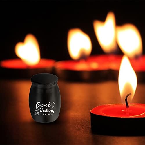 Gredstar Gone Fishing Mini Urn for Ashes Black
