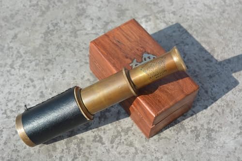 Nautical India 6 Inch Brass Telescope With Wooden Box Pirate Navigation