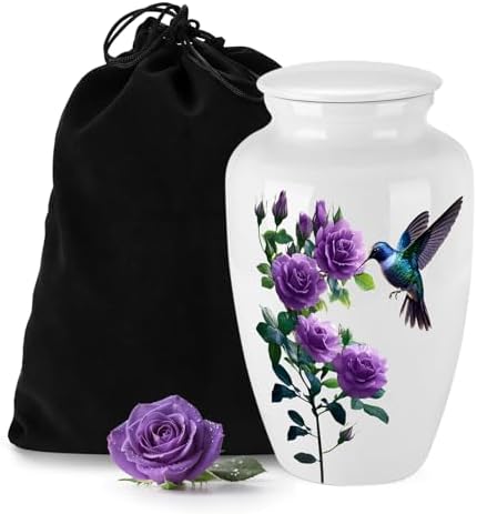 Abooxiu 10 Inch Ceramic Hummingbird Urn for Ashes