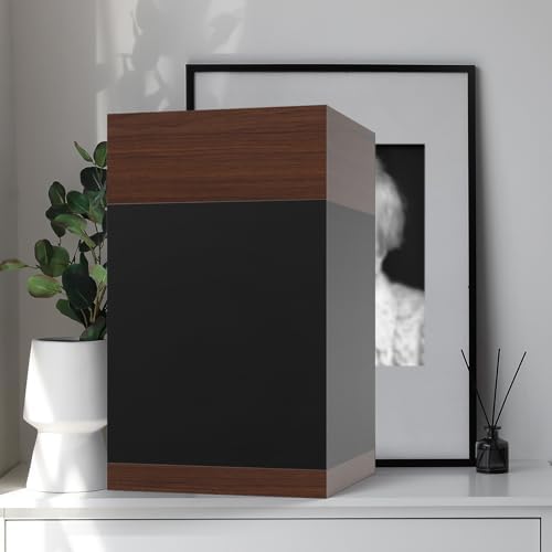 Wooden Cremation Urns for Human Ashes Black Urn with Solid Wood Base