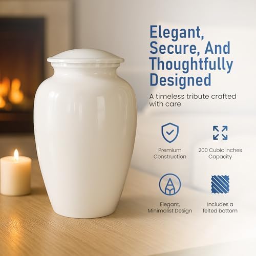 Modern Memorials Cremation Urn - White 200 Cubic Inches