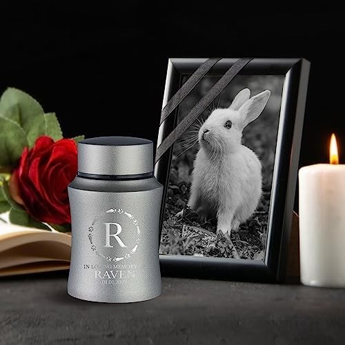 Customized Small Rabbit Urn with Engraving and Paw Print