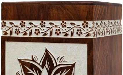 Premium Wooden Urn - Floral Design for Humans and Pets