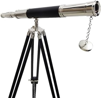Nautical Vintage Handmade Telescope with Black Leather and Chrome Finish