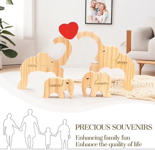 Custom Elephant Wooden Puzzle with Family Names