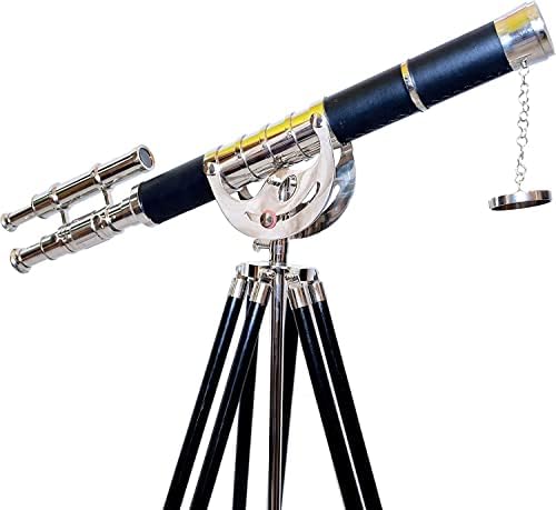 Nautical Floor Standing Brass Telescope with Chrome Finish