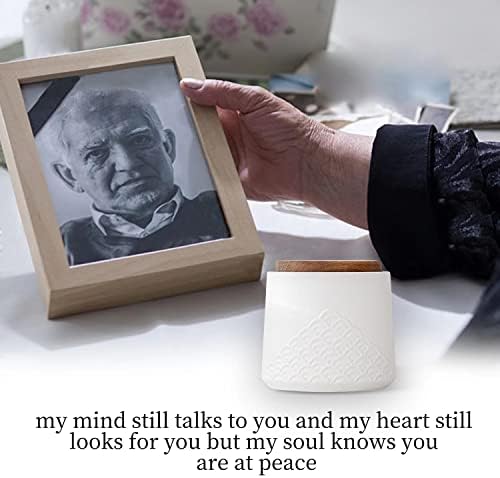 White Small Urn for Ashes - 43 Inch Ceramic Decorative Urn with Sea Wave Design