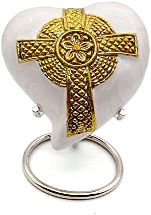 Jesus Cross Heart Keepsake Urn - Mini Cremation Urn for Ashes