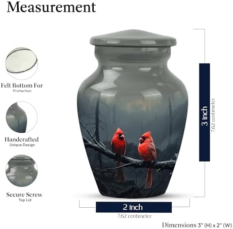 Red Cardinal Bird Mini Urn for Human Ashes Keepsake