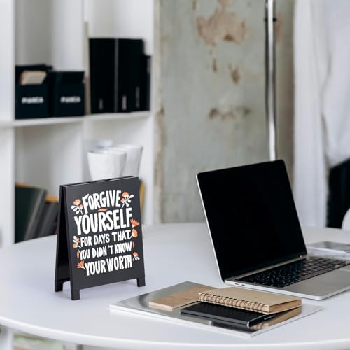 Forgive Yourself Motivational Desk Sign Office Decor