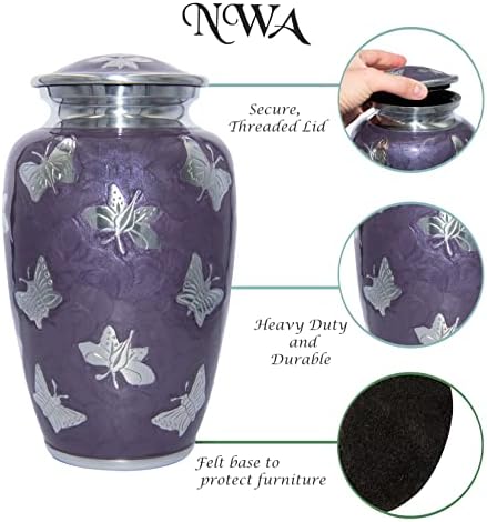 Custom Purple Butterfly Cremation Urn with Velvet Bag and Personalization