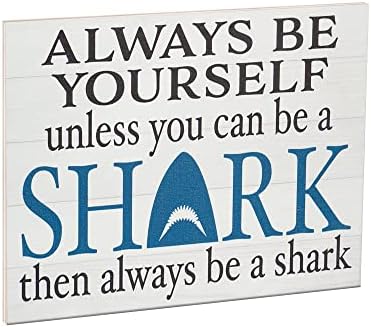 JennyGems Always Be a Shark Wooden Sign Wall Hanging