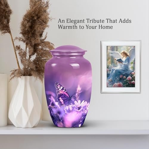 Purple Butterfly Urn for Human Ashes - 10 Inch Cremation Urn